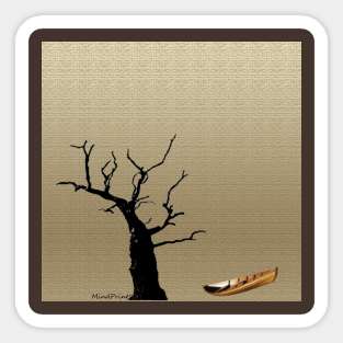 Boat Under Old Tree Sticker